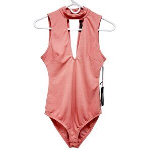 Sleeveless Pink Bodysuit With Keyhole Neckline By Haute Monde - Size S